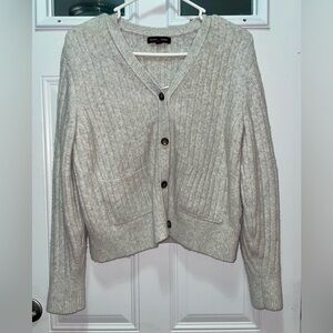Banana Republic Light Gray Aire Cropped Cardigan Sweater Size Medium